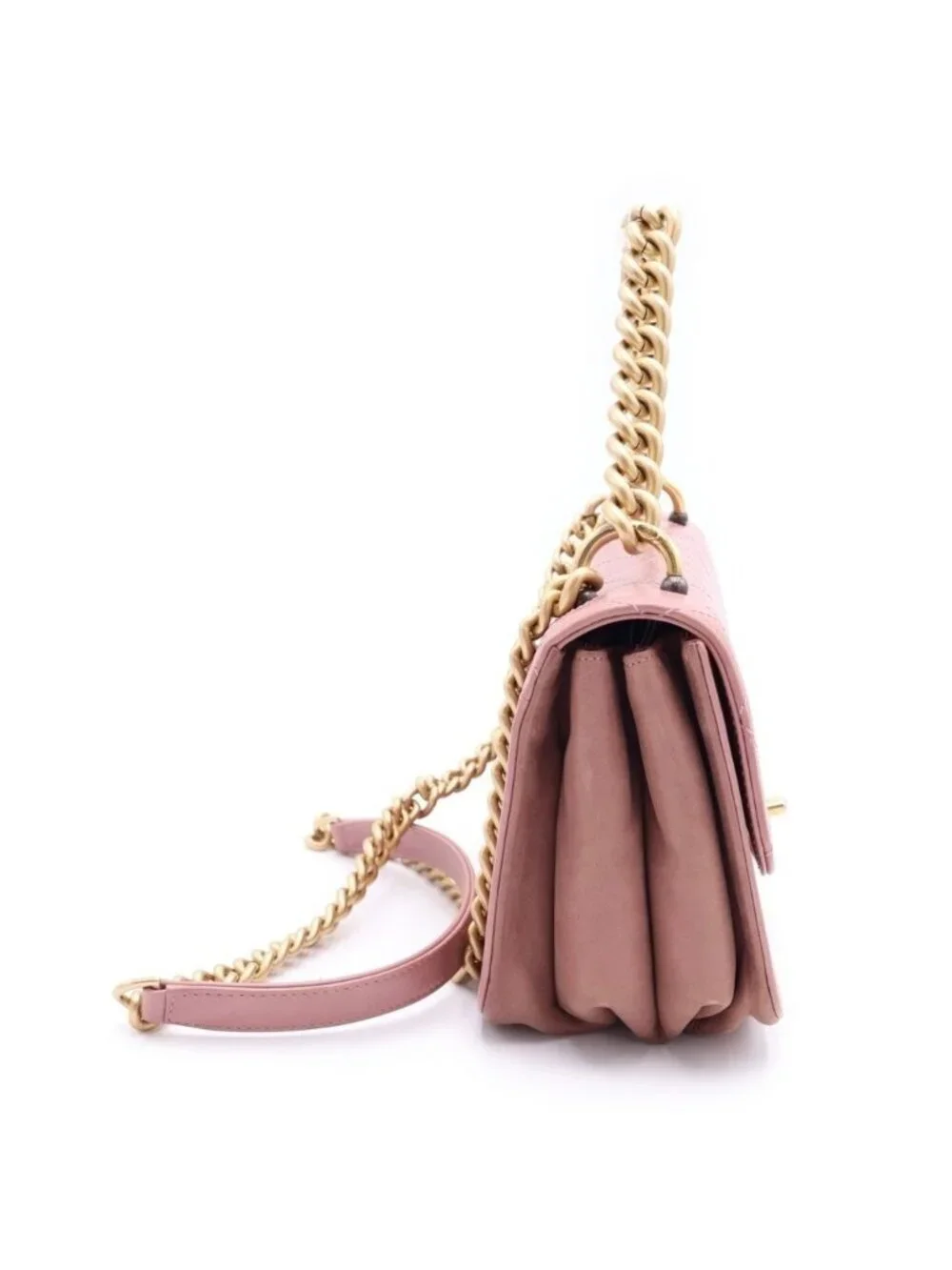 Chanel Quilted Single Flap Calfskin Gold Turnlock 2-Way Chain Shoulder